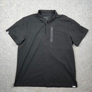 FIGS Scrub Polo Mens Large Black Technical Collection Zip Pocket Medical Top